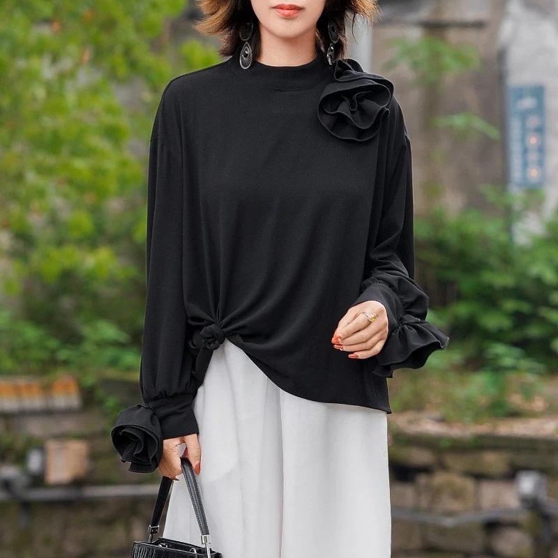 人弗缘甄选【茶花乌云】款休闲套头衬衫ZX24052-1