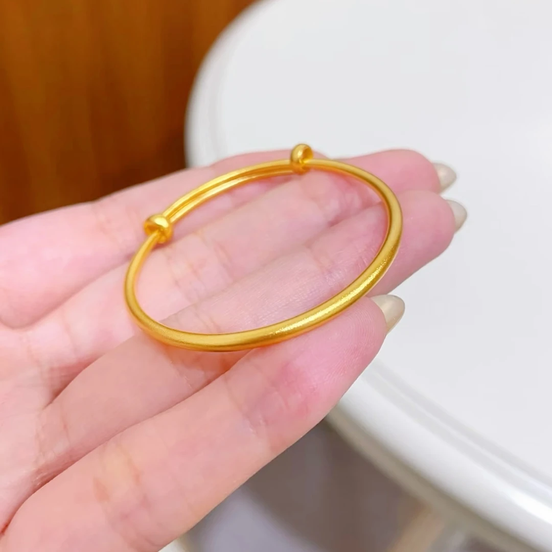 足金999儿童宝宝推拉手镯古法光面可调节(不支持7天无理由退换货）