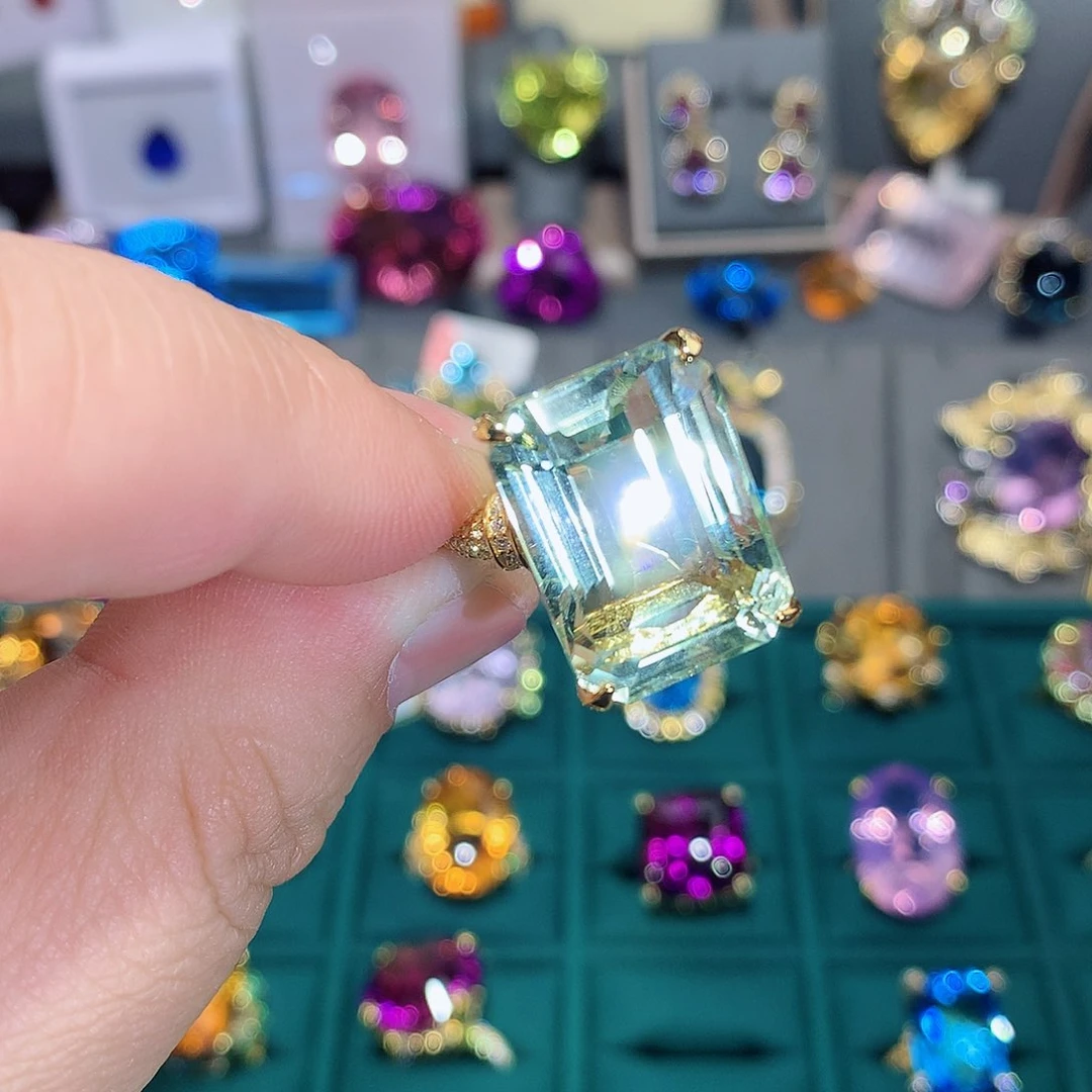 水晶戒指银S925镶嵌戒指