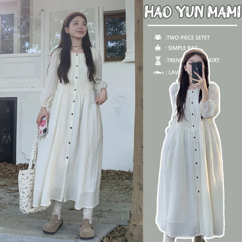 孕妇连衣裙春装2025新款时尚宽松新中式显瘦甜美中长裙长袖春季