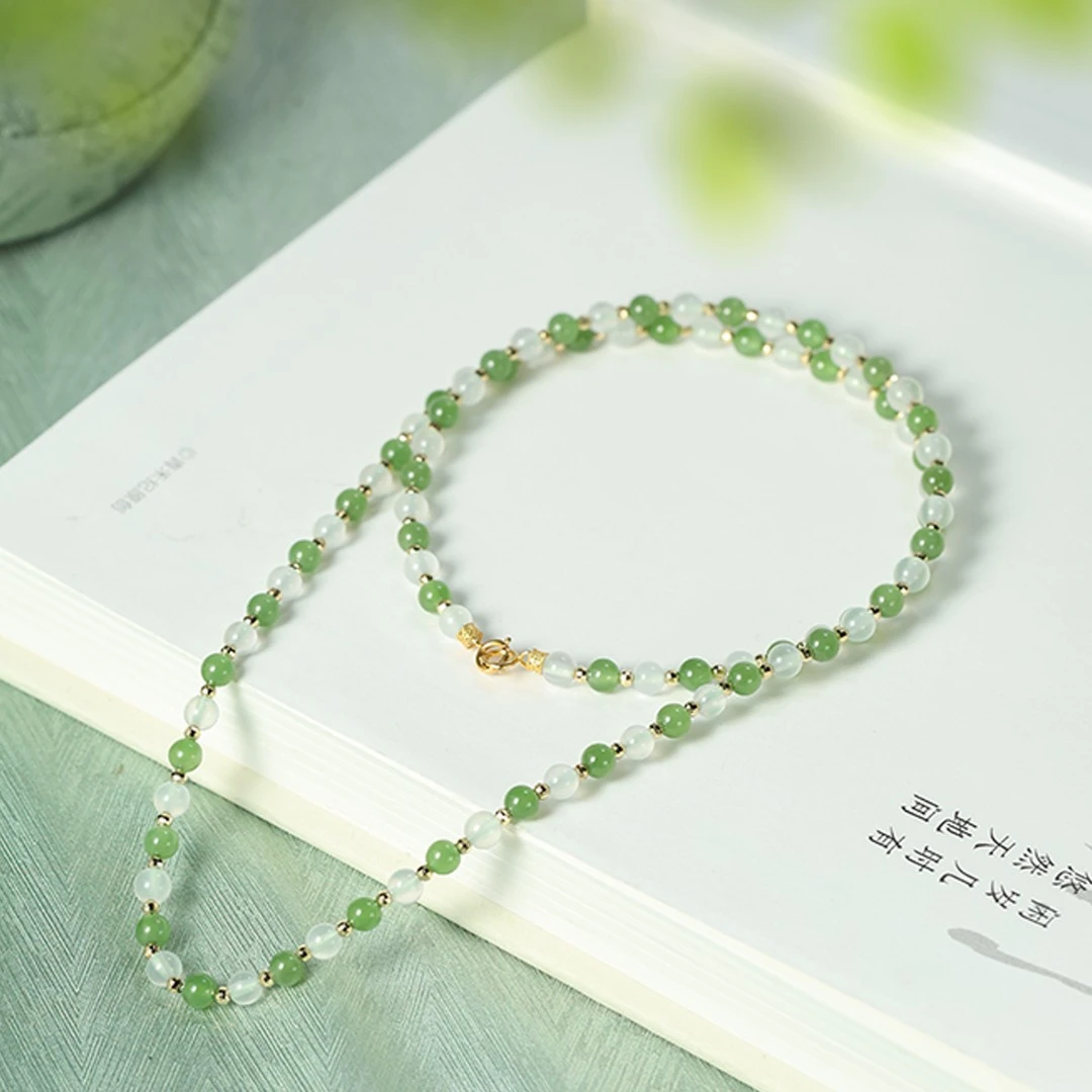 白玉世家青提碎碎冰/碧玉百搭链