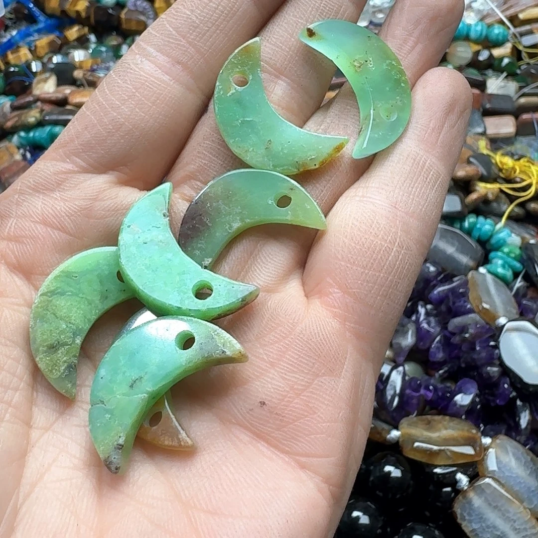 葡萄石未镶嵌珠宝半成品2颗17x26m澳洲 玉吊坠