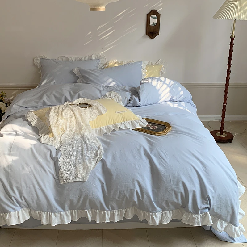 POCKET PIG/布袋猪【浅蓝】全棉荷叶边系列套件