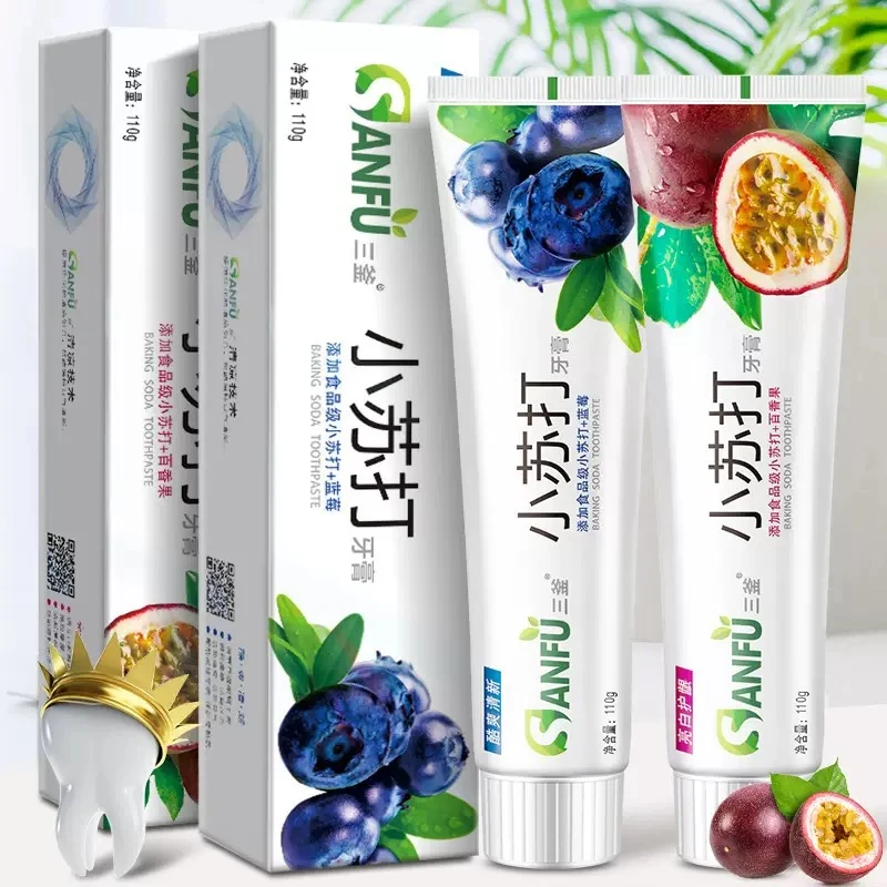 小苏打水果牙膏亮白牙齿去黄去渍清新口气护龈洁齿