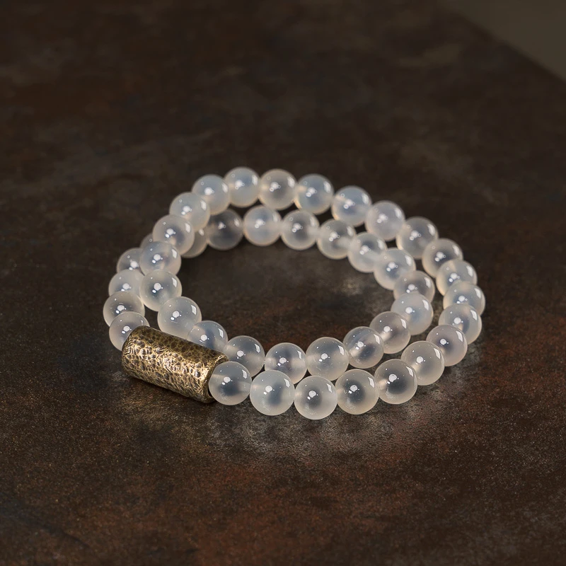 黄铜手链 原创个性简约双圈手串男 小众设计复古百搭珠子手链女