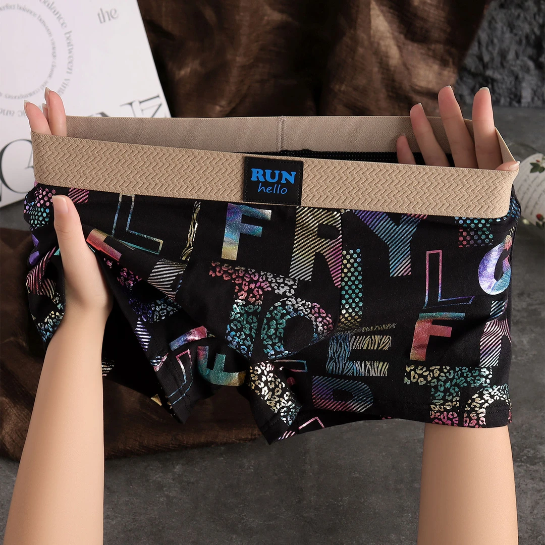 AEROMRGEN纯棉新款创意字母印花男士内裤透气平角裤时尚爆款四角