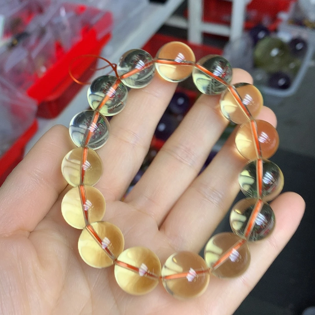 珠宝半成品未镶嵌水晶净体黄水晶手串15.7mm