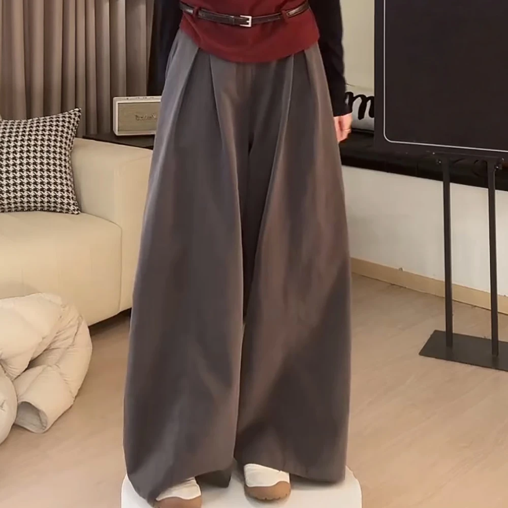 欧货高级感直筒阔腿裤女2025春秋新款宽松显瘦弯刀裤百搭休闲长裤