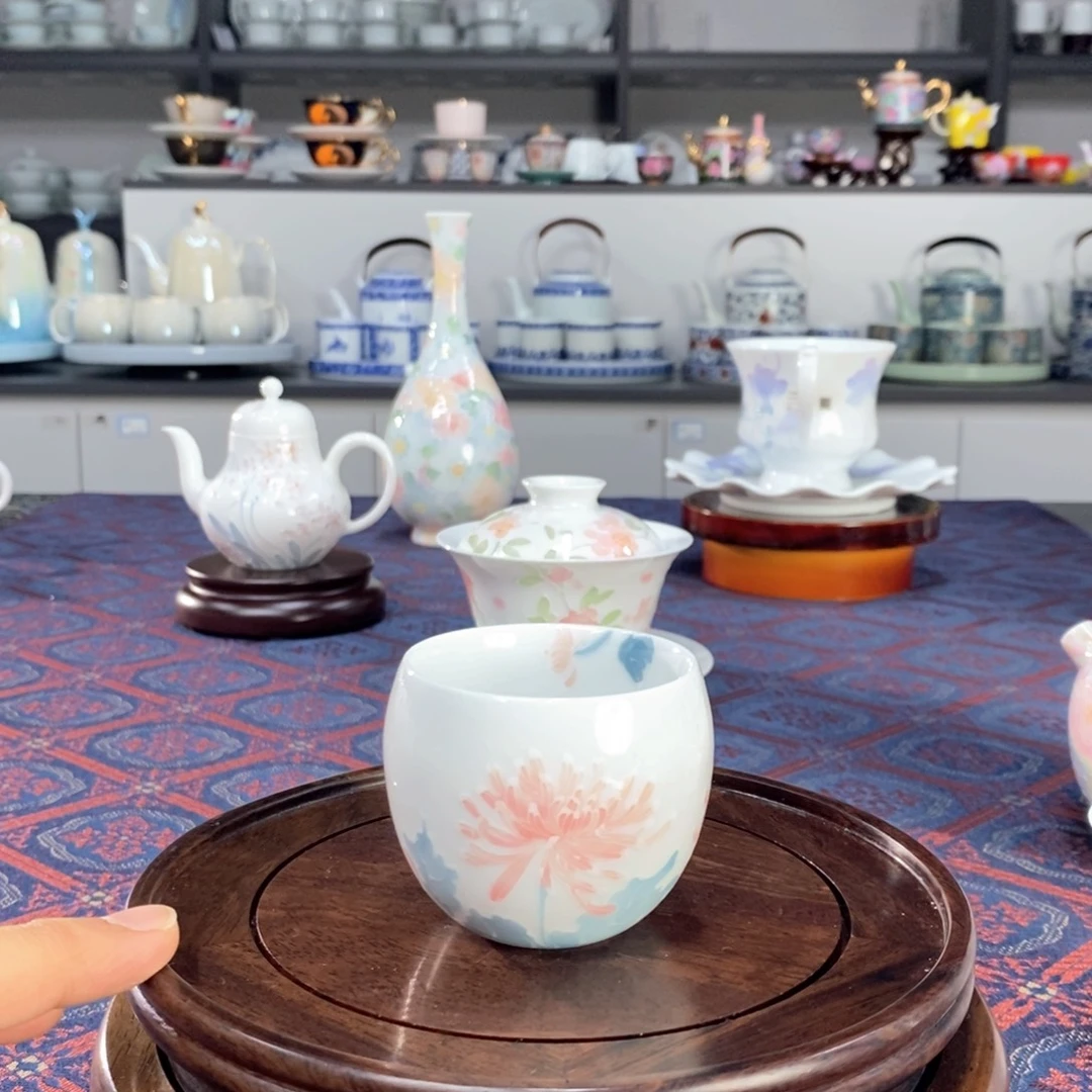 菊花高温釉下品茗杯