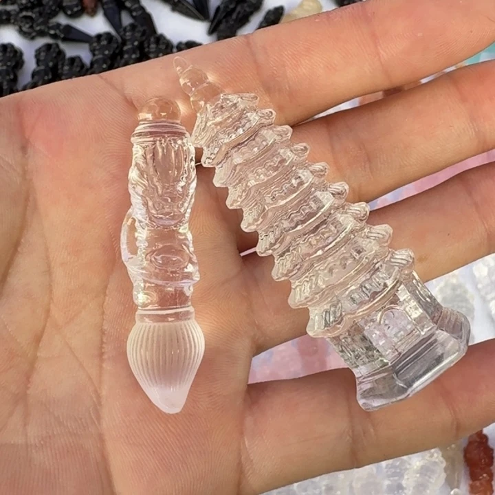 水晶珠宝半成品未镶嵌麦****l白水晶文昌笔塔