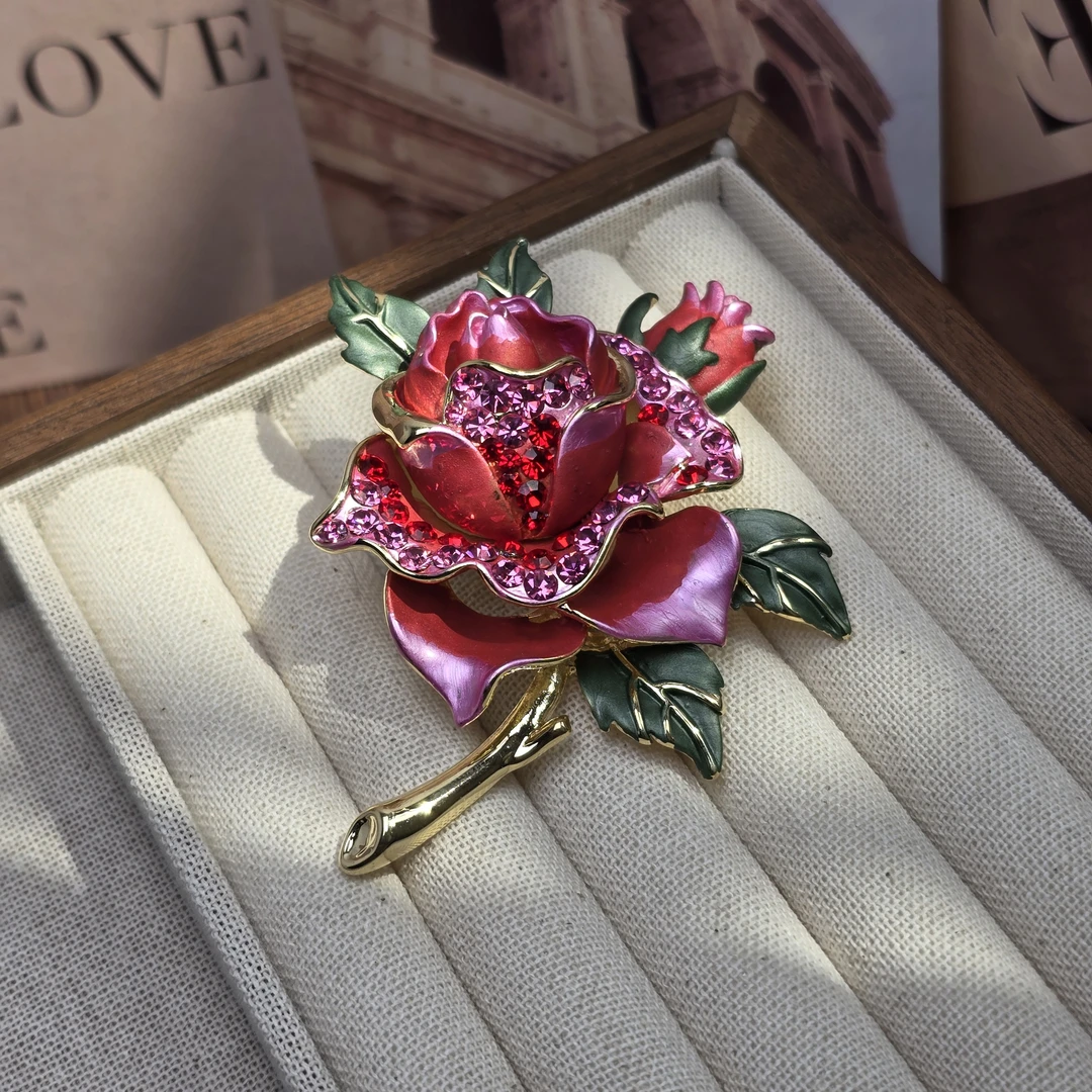 铜合金胸针 正品新光饰品珐琅彩玫瑰牡丹系列 胸针 418
