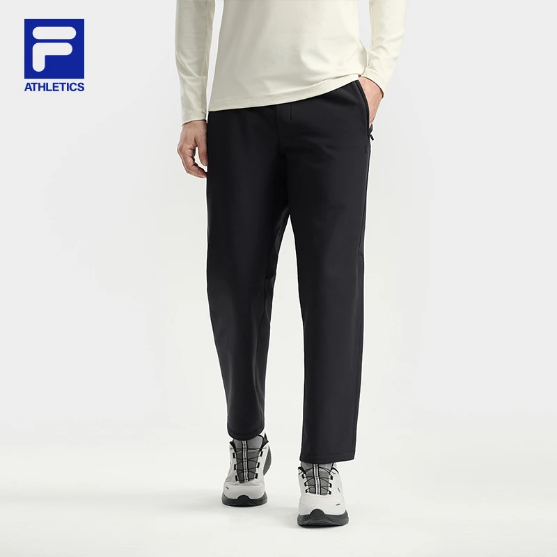 FILA斐乐男装梭织长裤冬季新款加绒运动风加厚直筒长裤A11M541810