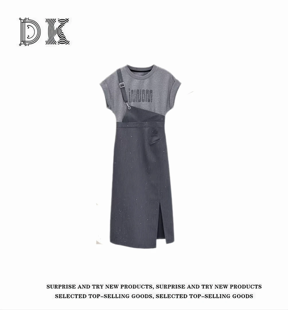 『雅俗共赏』2025夏季新款假两件设计感显瘦时尚连衣裙【DK】