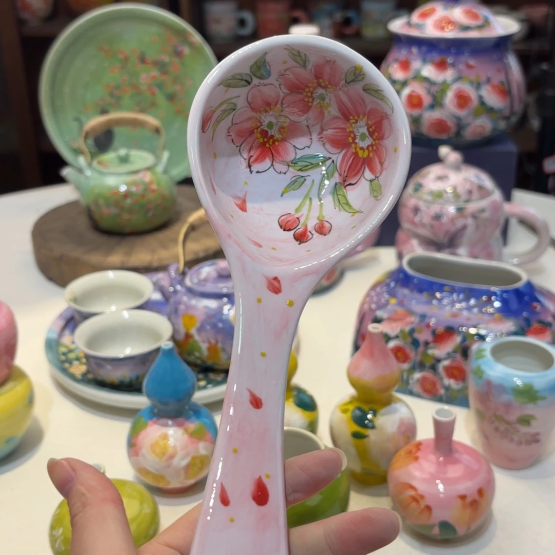 景德镇手绘高温釉下彩陶瓷茶具