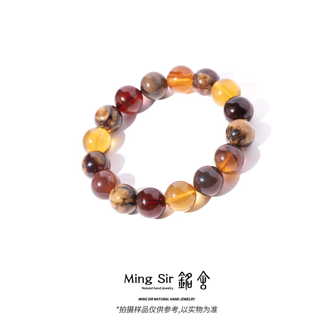 【铭舍】天然缅甸琥珀多宝手串7-20mm琥珀蜜蜡圆珠单圈手串