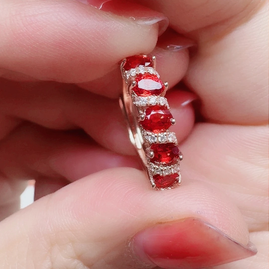 蓝宝石戒指银S925镶嵌戒指