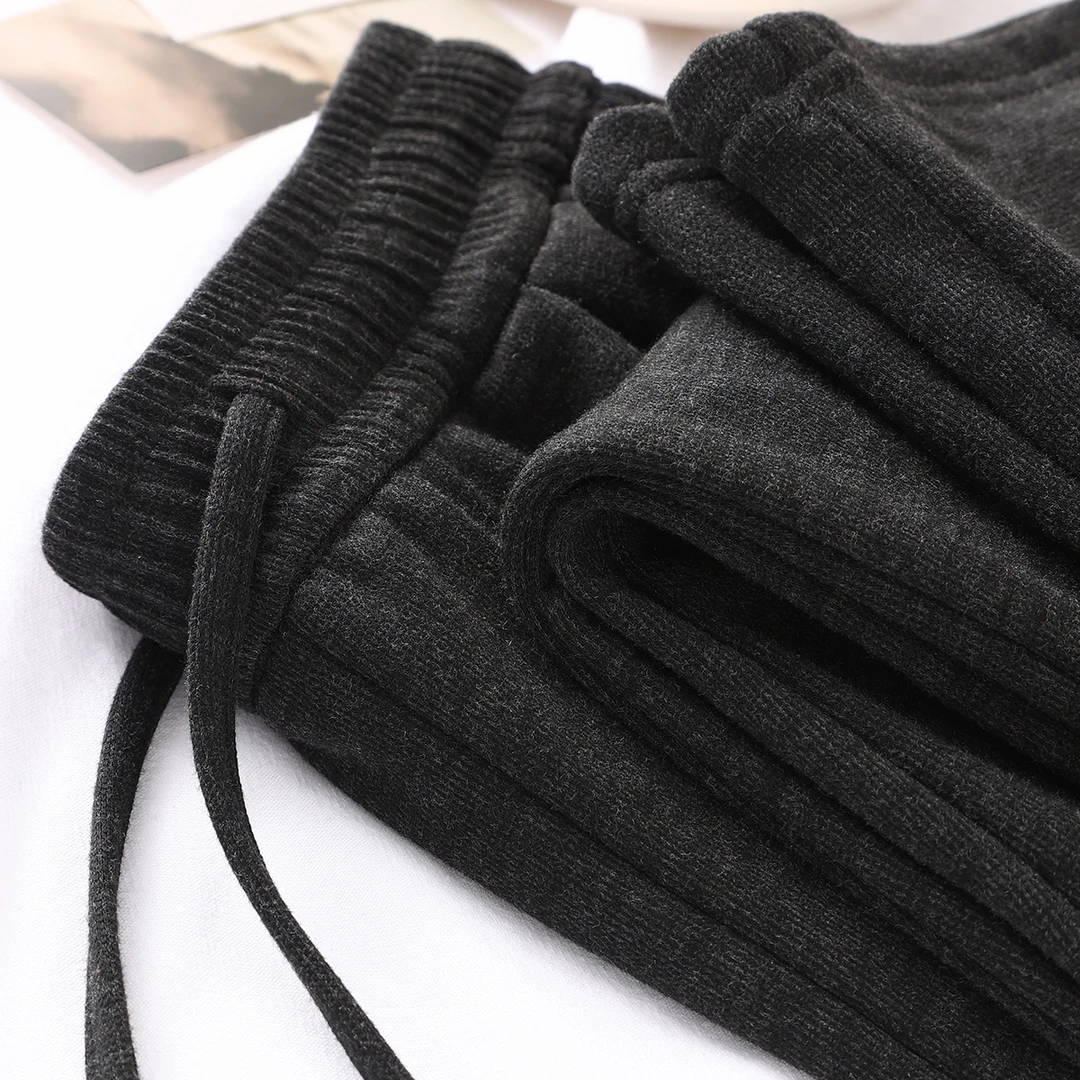 格雷系糯米裤女黑灰色加绒加厚直筒拖地裤宽松bf慵懒风休闲阔腿裤