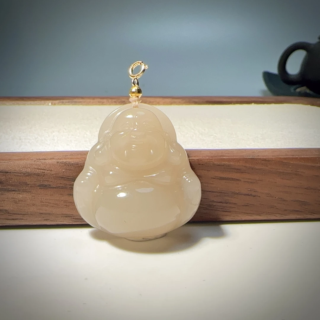 星澄『慧泽』天然和田玉藕粉红粉佛公大肚佛