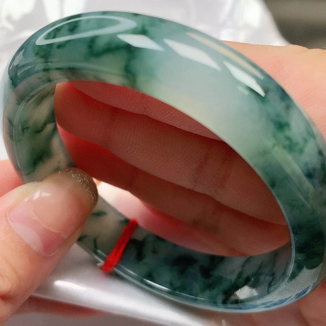 未镶嵌手镯翡翠缅甸纯天然A货翡翠浓墨飘花168号