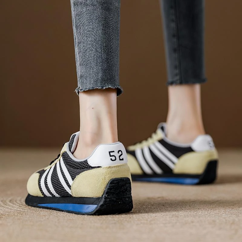 复古德训鞋女厚底增高网面阿甘鞋2025夏季新款透气轻便运动休闲鞋