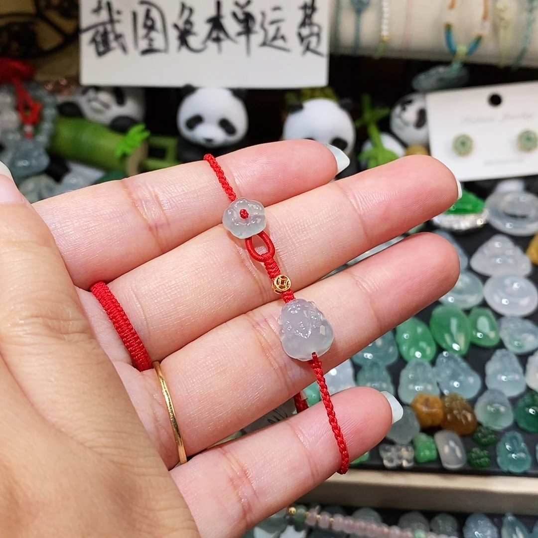 呀****翡翠未镶嵌颈饰冰种红绳15