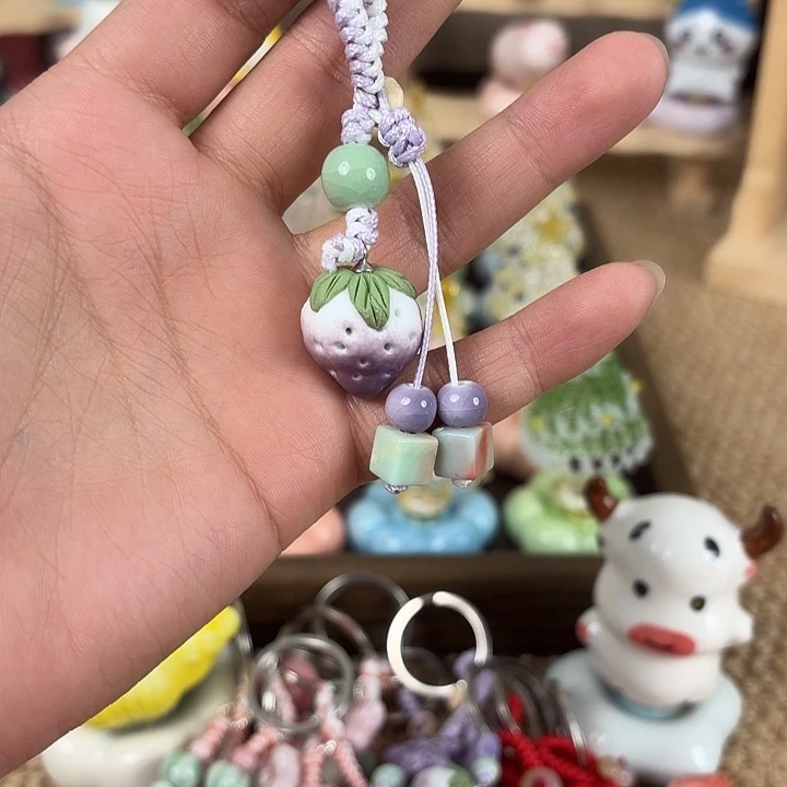 瓷紫色方块钥匙扣
