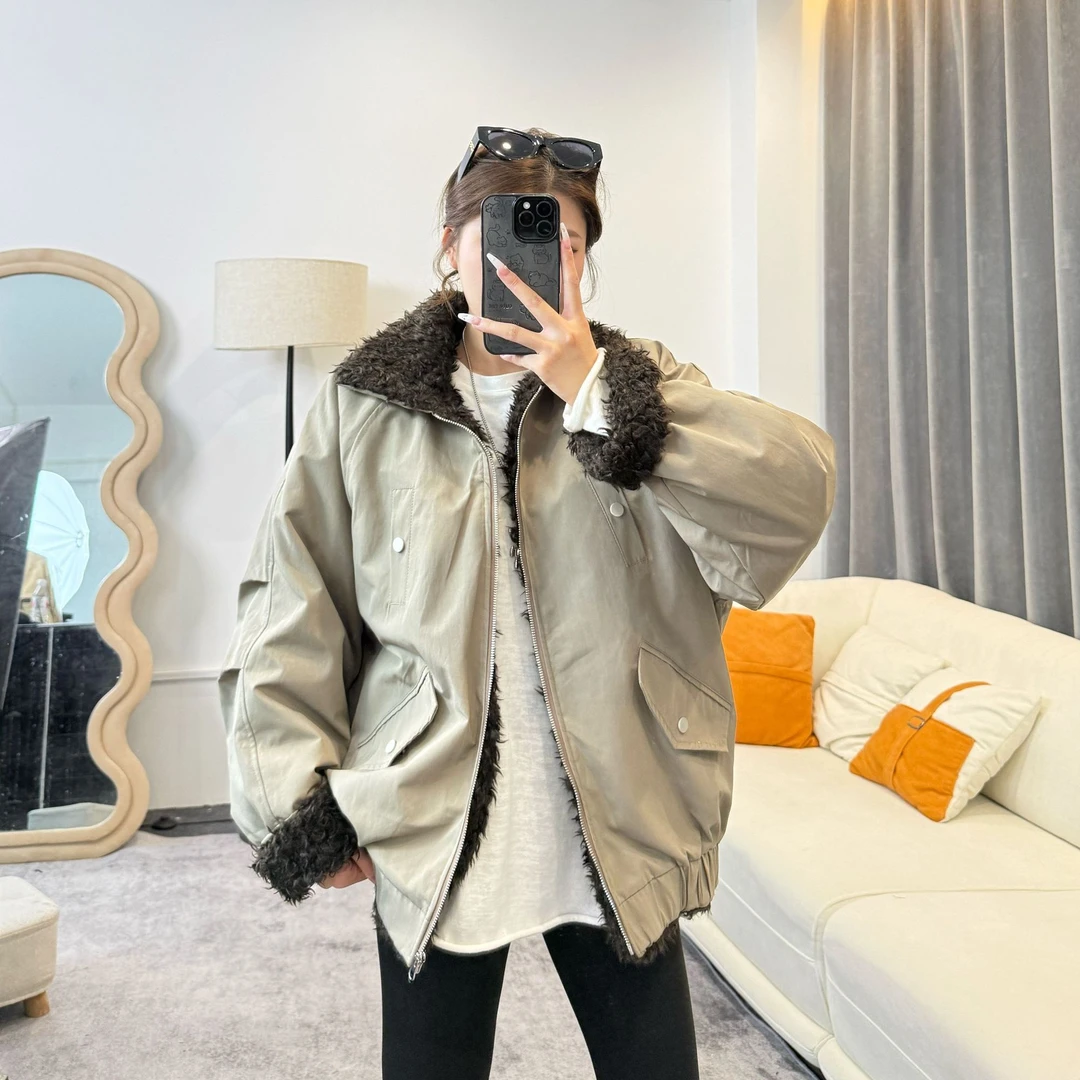 加绒加厚冬款保暖厚绒立领夹克风衣宽松冲锋百搭设计外套88516