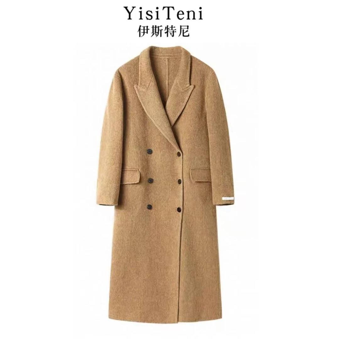 【YisiTeni正肩人字纹款】双面羊毛大衣西装领修身气质长款大衣T807