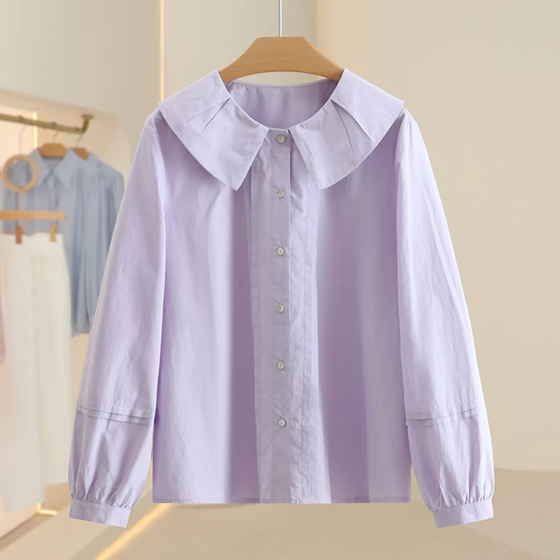 【艾w】气质减龄纯棉宽松时尚衬衫2025春季新款七号铺撤柜女装