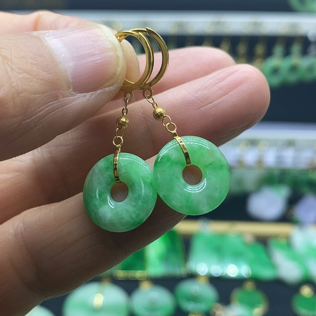 翡翠18K金镶嵌耳饰耳饰