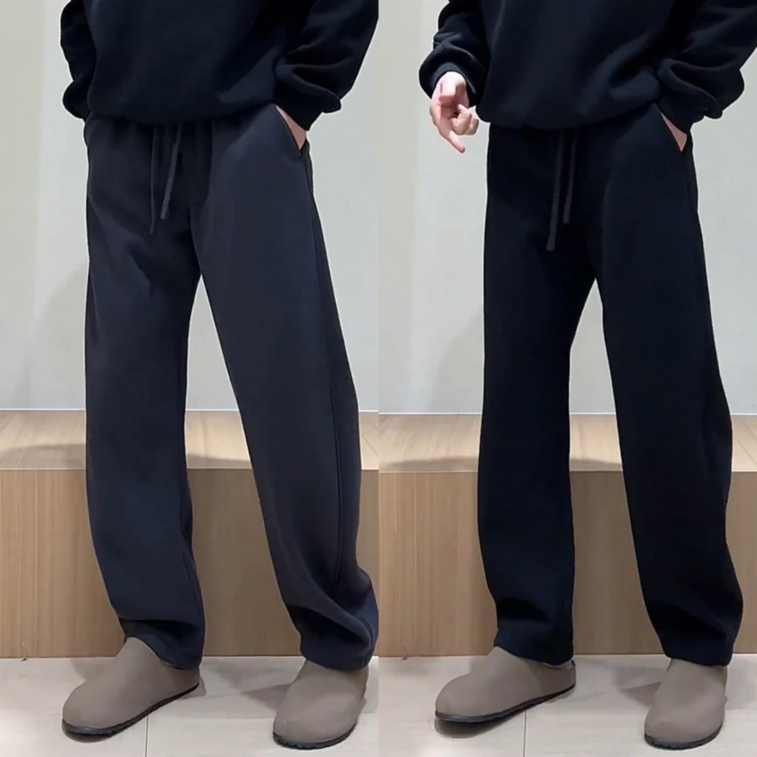 2025春秋简约潮流弯刀休闲裤男高级感宽松百搭香蕉裤直筒阔腿卫裤