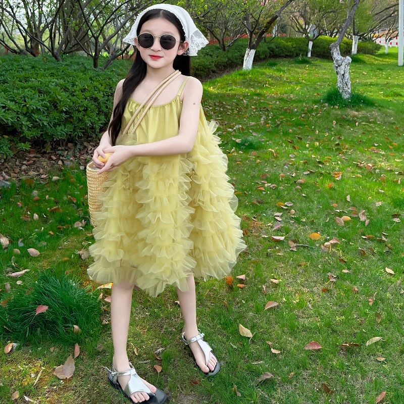 女童连衣裙夏装2025新款洋气蛋糕礼服裙高端儿童公主蓬蓬裙