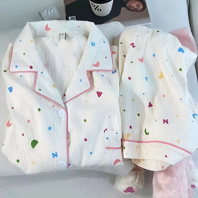 星月彩点云朵棉睡衣春夏季家居服女款爆款2025新款外穿长袖裤套装