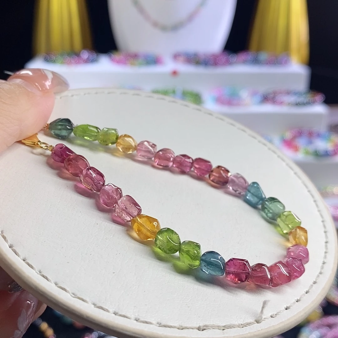 未镶嵌手链碧玺色标糖豆