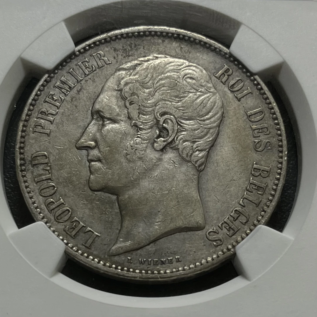 NGC XF40 比利时1853年利奥波德一世5法郎银币年份随机
