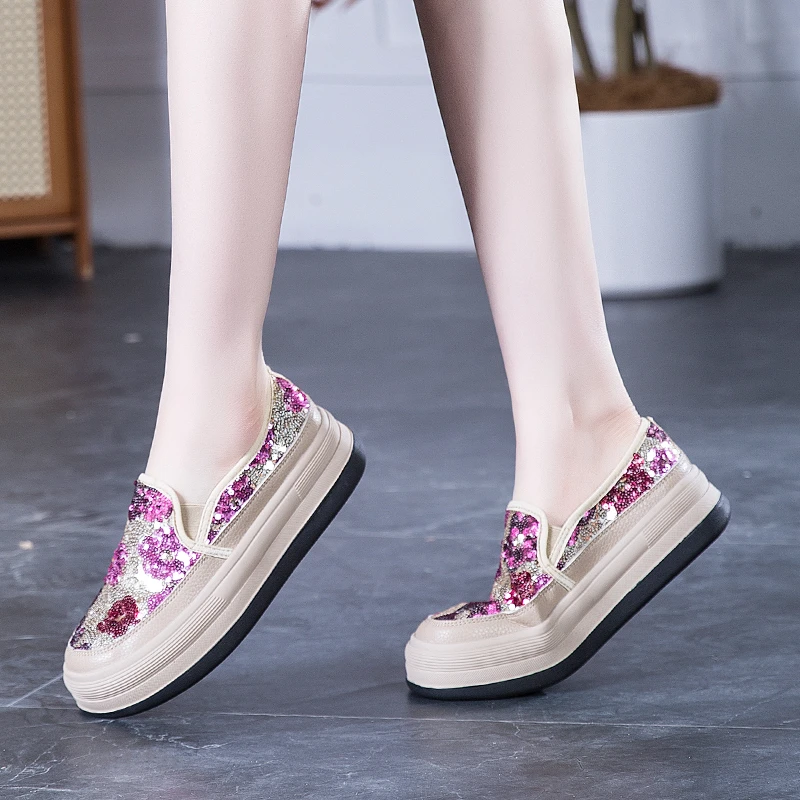 增高厚底真皮女鞋2025新款春秋爆款松糕一脚蹬乐福鞋休闲百搭单鞋