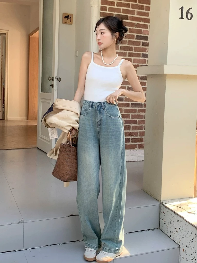 【孤品微瑕】撤柜显瘦夏季阔腿直筒窄版微喇NO退NO换牛仔裤拖地裤