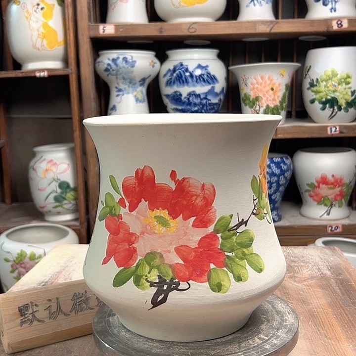 陶小蛮腰红牡丹陶瓷款陶瓷陶瓷