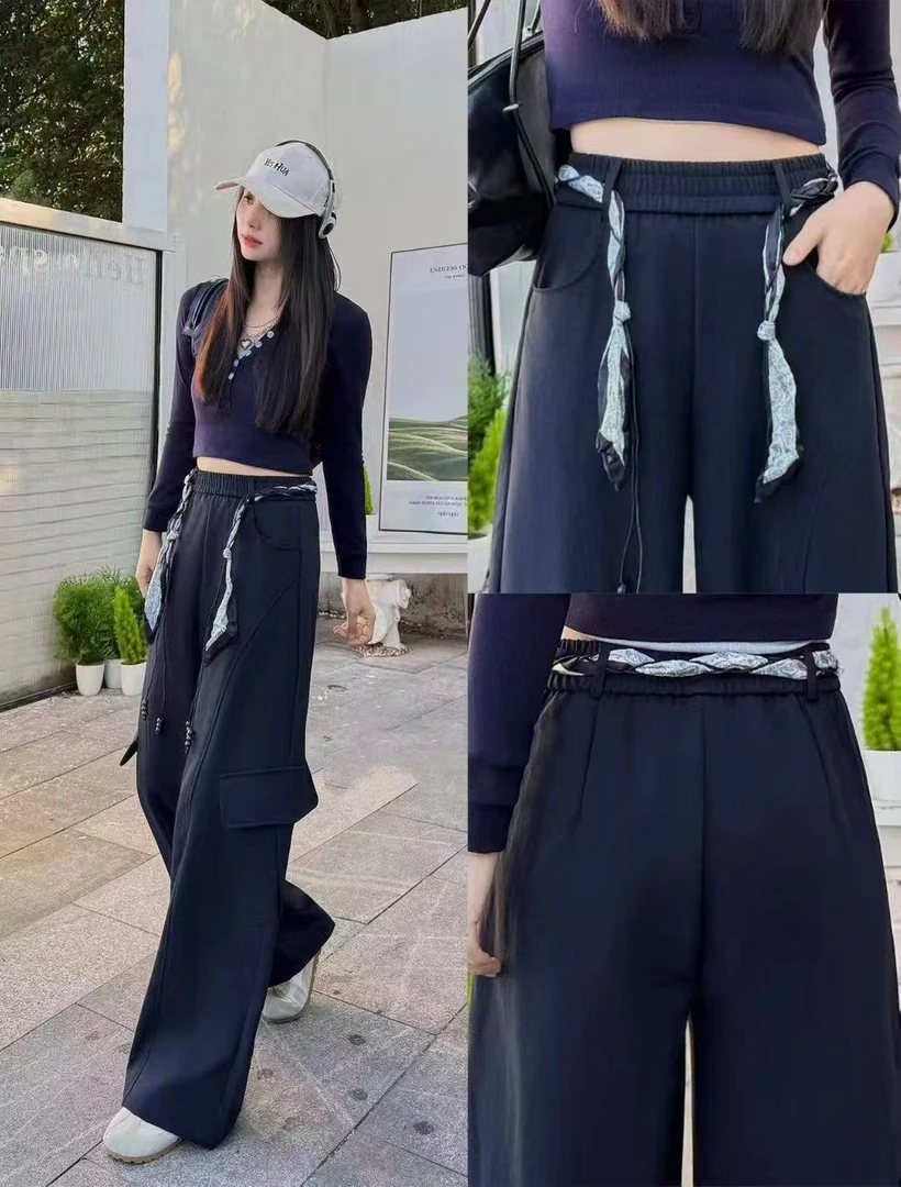 3503#【长99】2025新款时尚加厚松紧直筒休闲裤