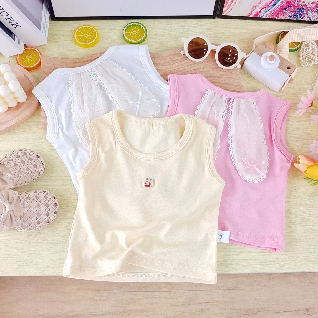 【兔耳朵宽肩背心】X048宝宝背心夏季薄款女孩吊带背心小吊带女童