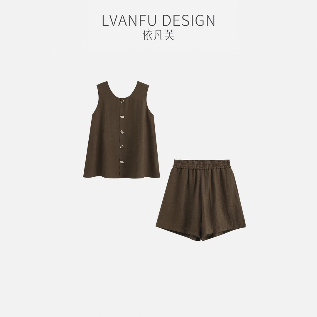 2025夏季新款时尚老钱风天然亚麻正反两穿背心套装 JY858A/ZK