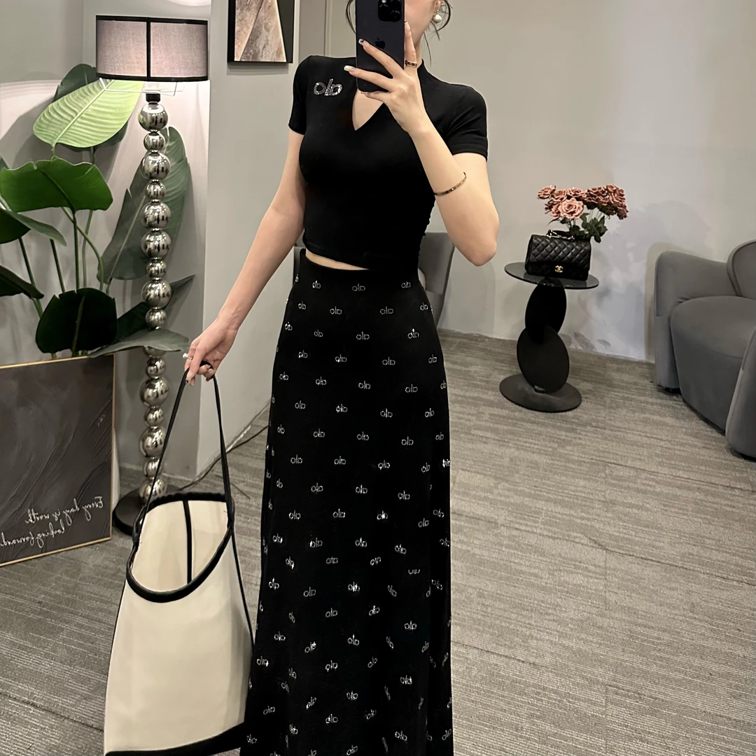 【Gouya】法式赫本风夏季闪钻套装裙女名媛千金风气质显瘦两件套女