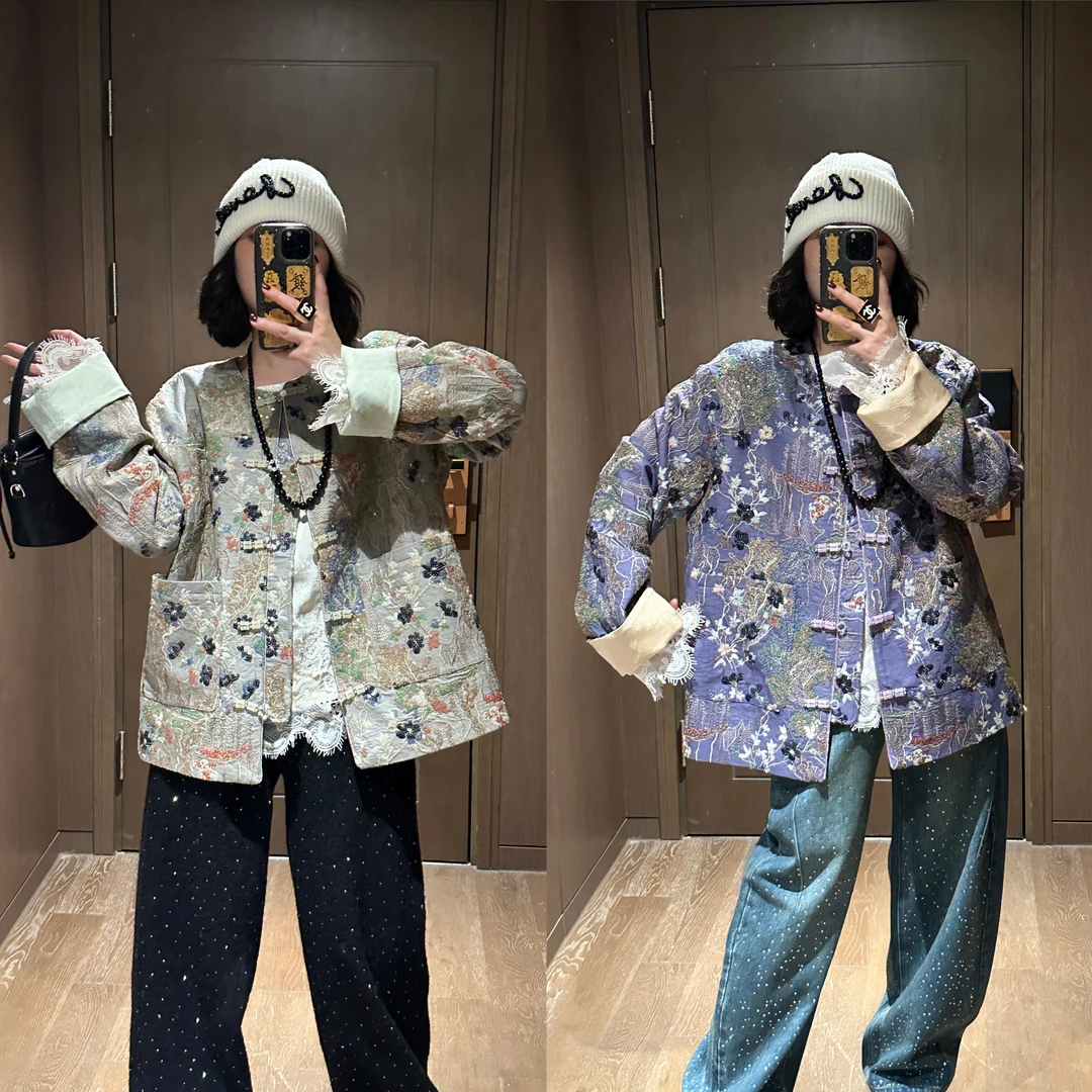 YDFSTUDIO小众【满色春光】新中式国风气质重工刺绣高品年货短外套