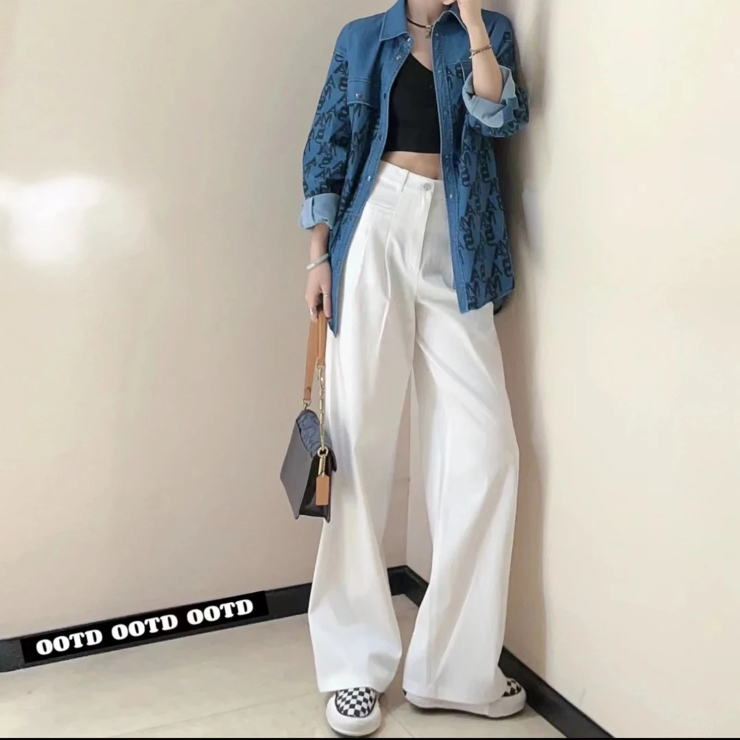 【专柜品质】夏季新款薄款简约休闲高腰休闲垂感直筒裤5100478