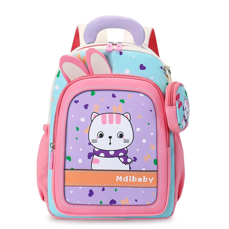 幼儿园中大班书包女孩3-6岁卡通可爱小猫双肩包男童轻便防水背包