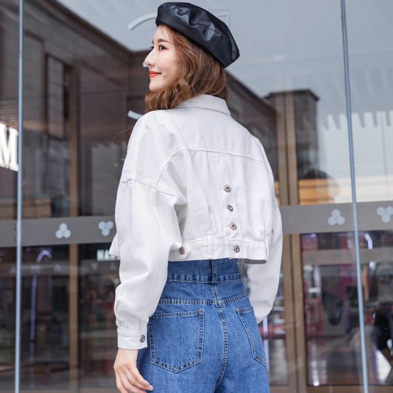 超短白色牛仔外套女2025年新款小个子春季高腰小款夹克时尚牛仔衣