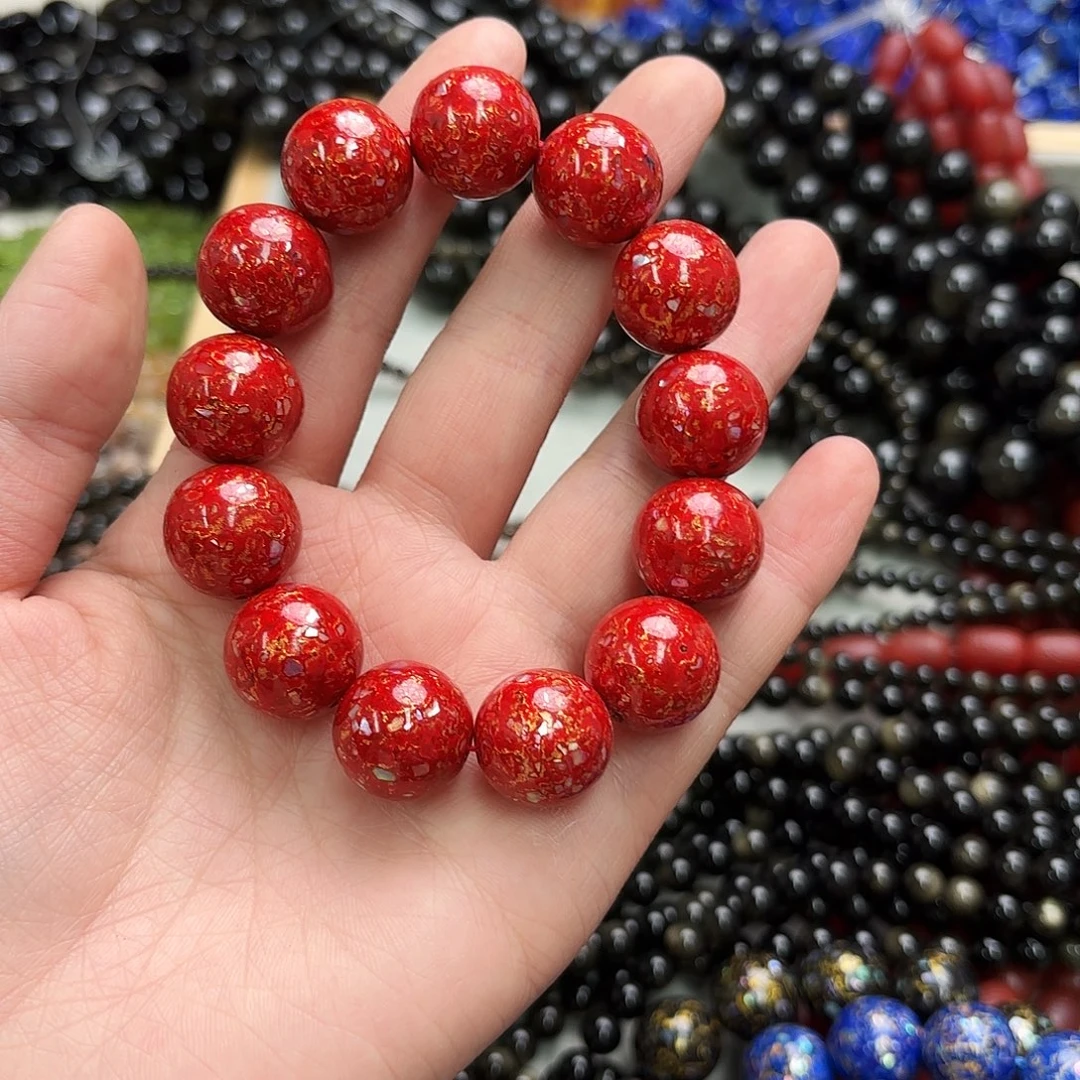 么***哒玛瑙/玉髓未镶嵌珠宝半成品卡16大漆珠一圈