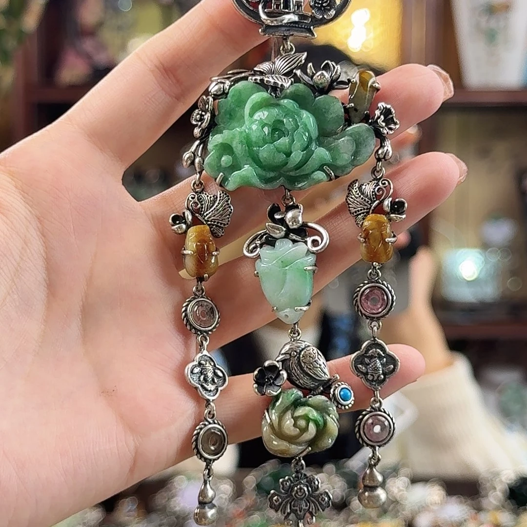 翡翠银S925镶嵌颈饰