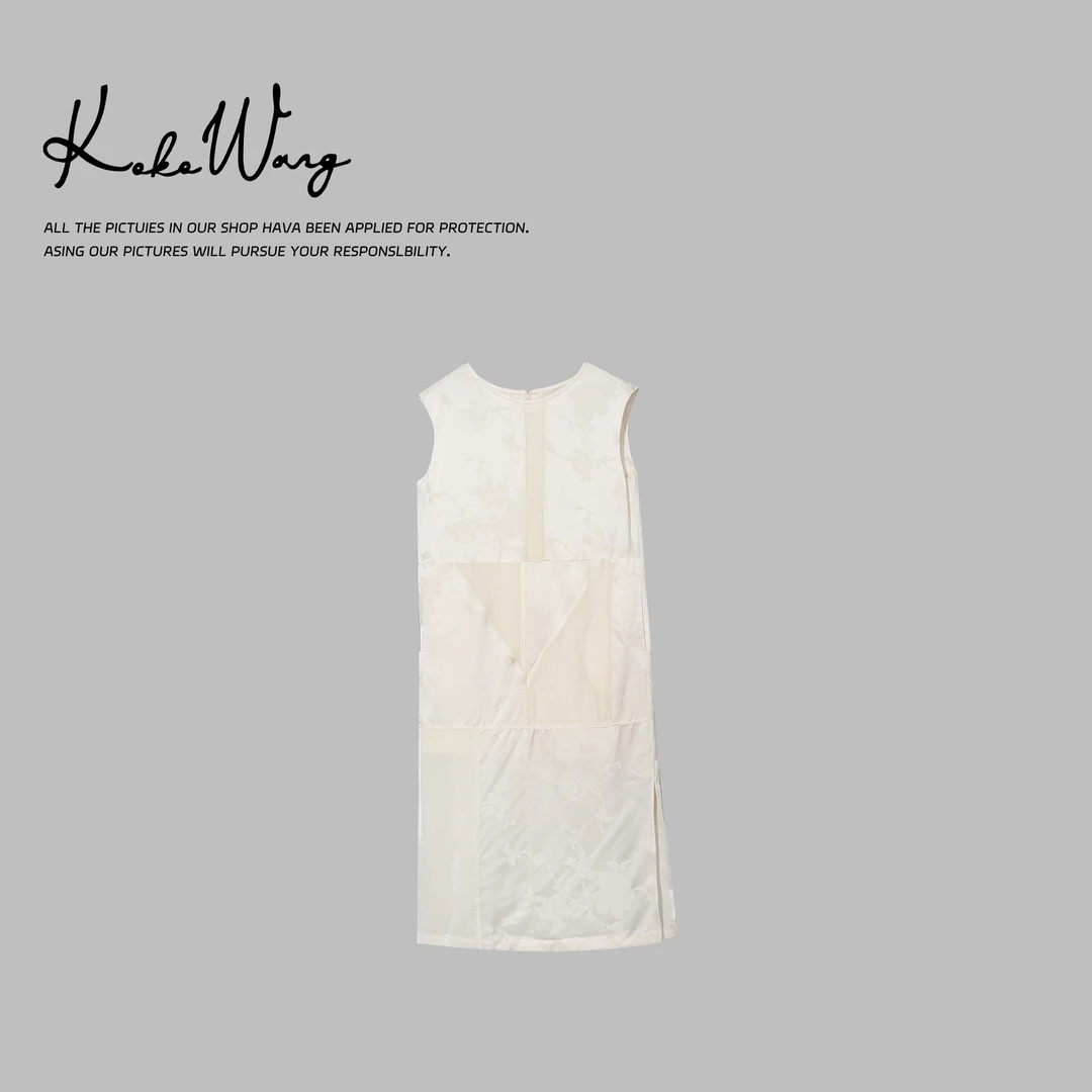 KOKO WANG夏季时尚气质提花拼接休闲百搭连衣裙525705C22Q42