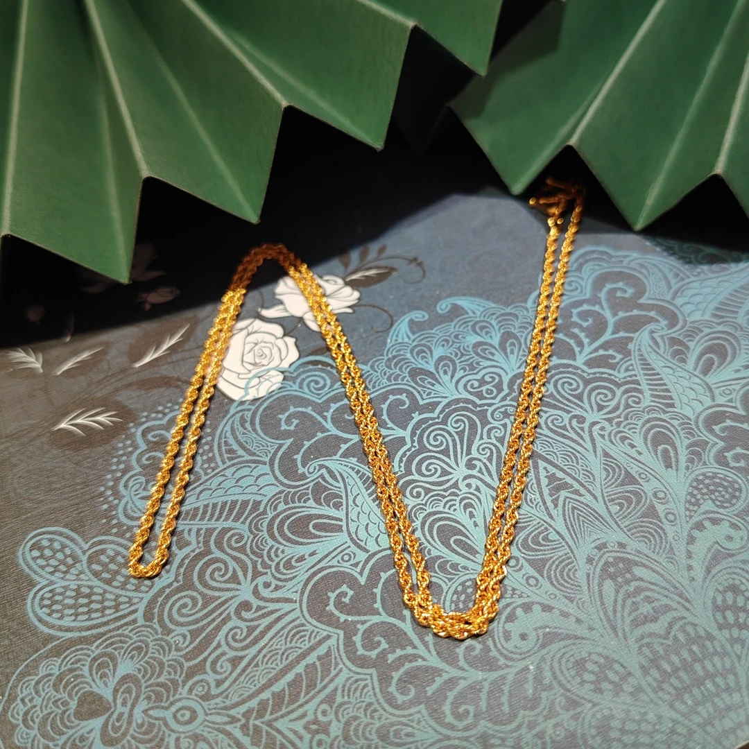 足金999闪亮麻花链项链素链